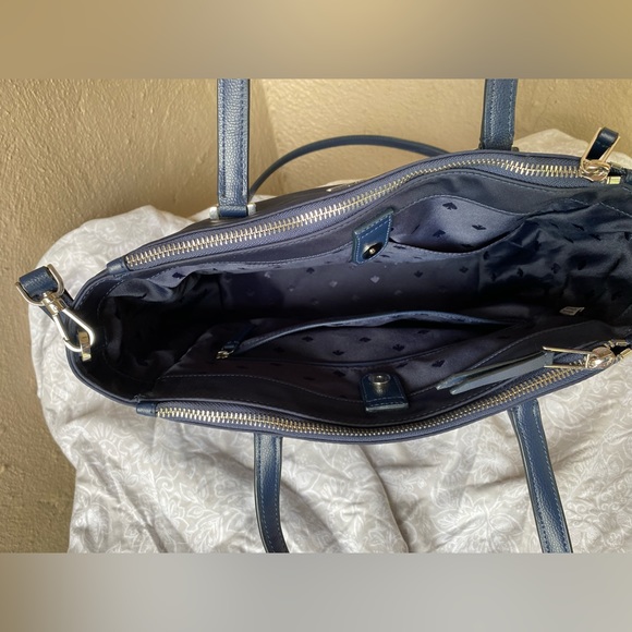 Kate Spade NY DAWN BREEZY MEDIUM SATCHE Navy Blue Crossbody Strap Nylon Bag - Picture 8 of 10